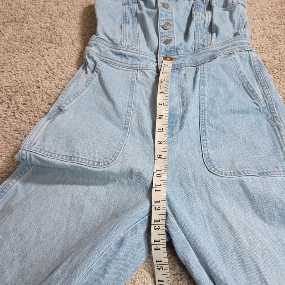 Madewell Denim Stitched Strap Jumpsuit Size 0 Light Wash - Picture 11 of 12